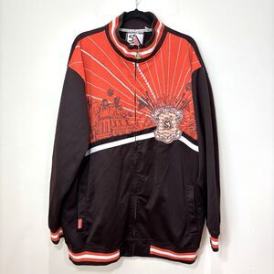 5ive Jungle Sweater Jacket Men 2XL Brown Orange Full Zip Sport Hip Hop Y2K 90s